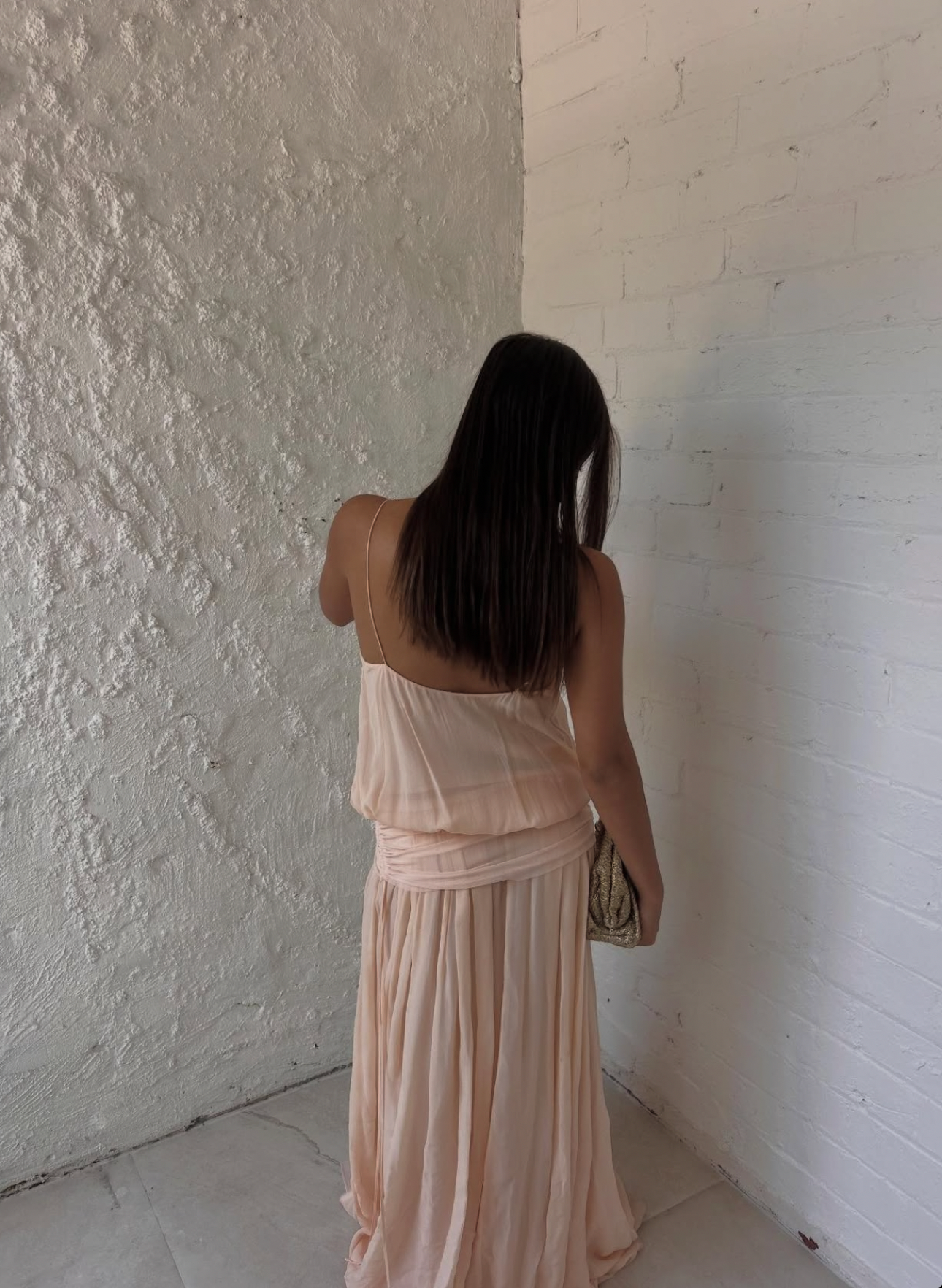 Camille Blouson Dress in Peach