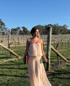 Camille Blouson Dress in Peach