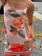 Peach Floral Mini Dress