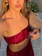 Santorini Top & Skirt in Bordeaux
