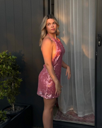 Sequin Pink Mini Dress