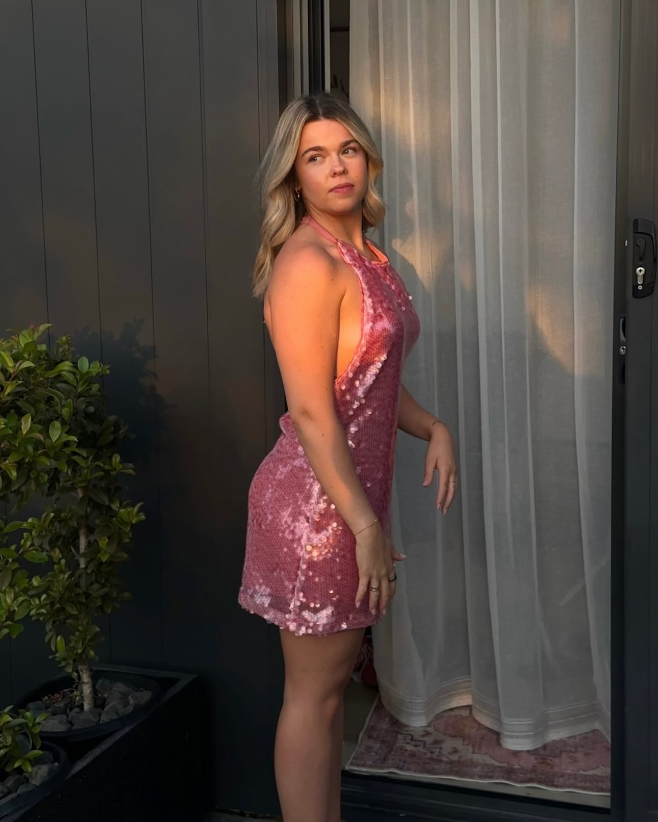 Sequin Pink Mini Dress