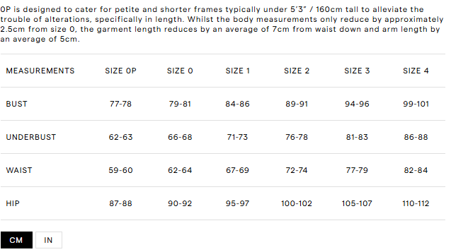 Size guide chart