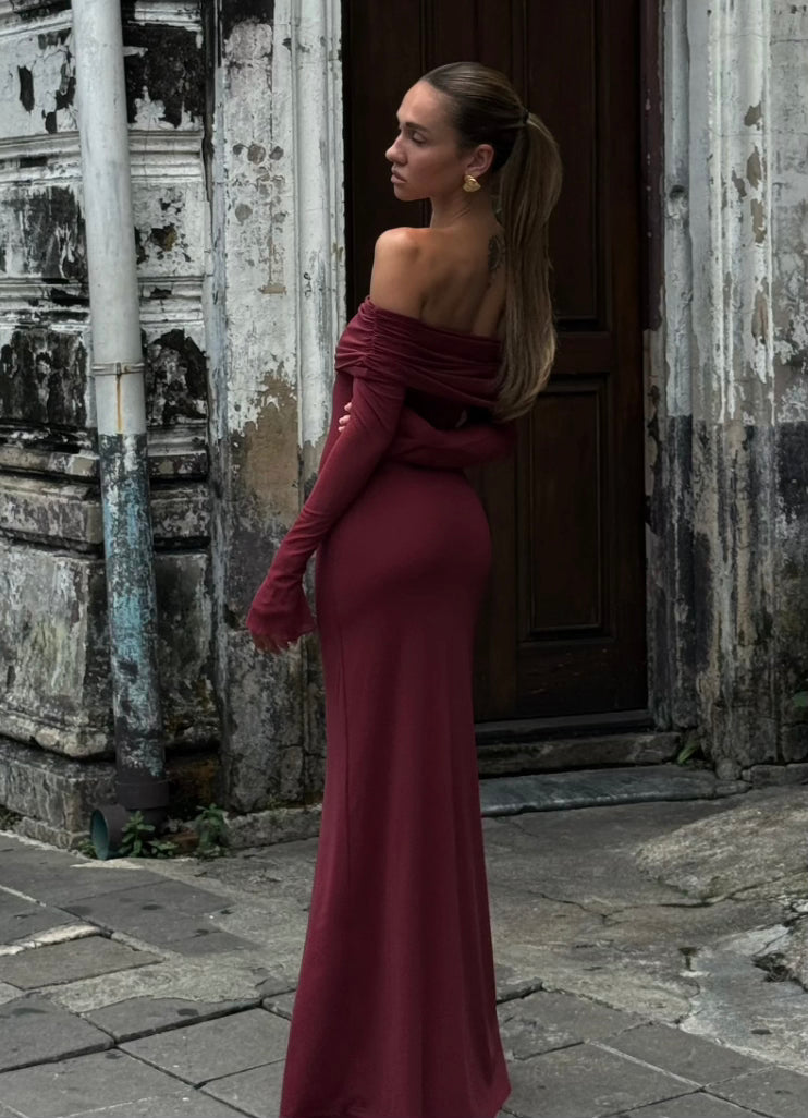 Josie Burgundy Maxi Long Sleeve