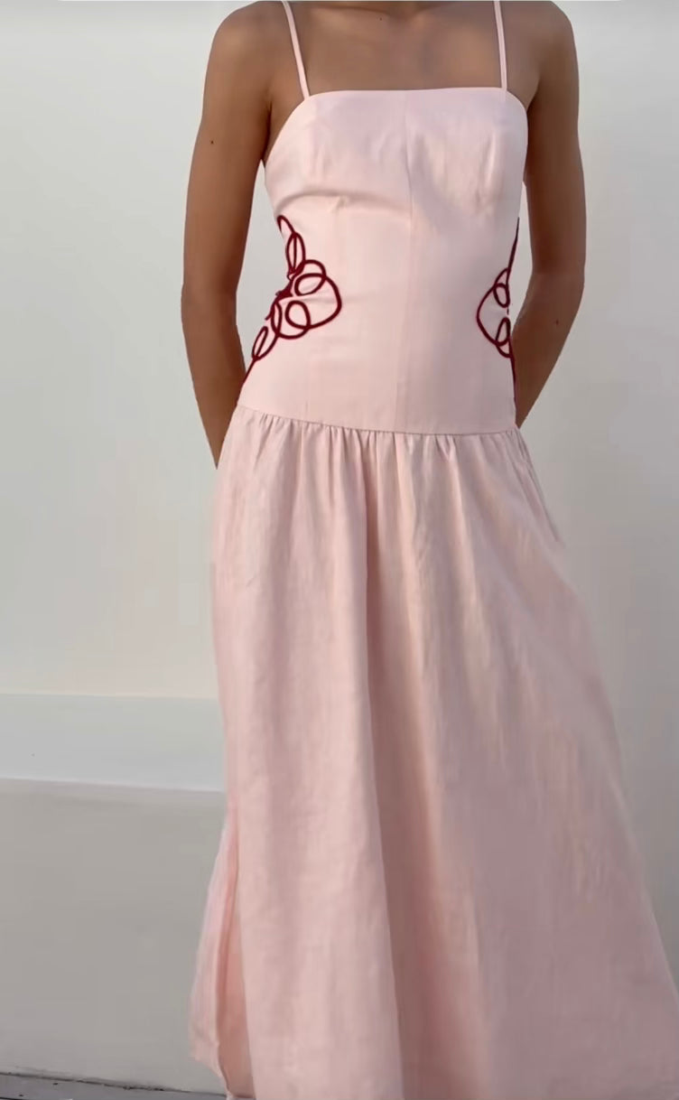 Arabelle Applique Linen Midi