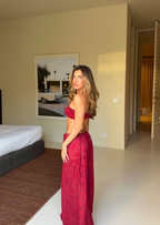 Santorini Top & Skirt in Bordeaux