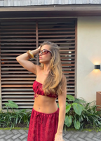 Santorini Top & Skirt in Bordeaux