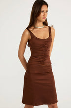 Atlein Top & Midi Skirt - Brown