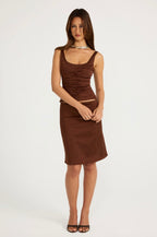 Atlein Top & Midi Skirt - Brown