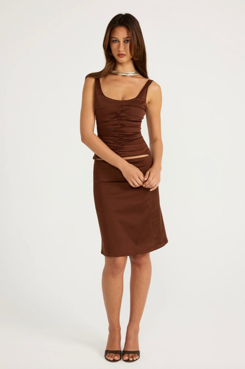 Atlein Top & Midi Skirt - Brown