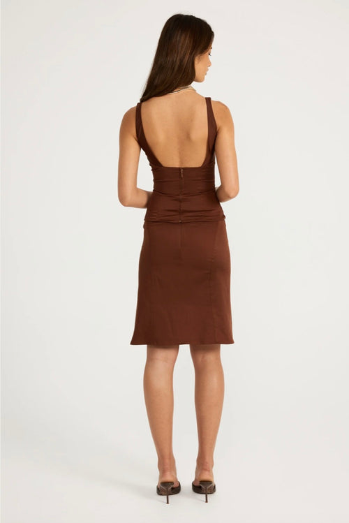 Atlein Top & Midi Skirt - Brown