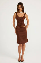 Atlein Top & Midi Skirt - Brown
