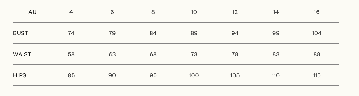 Size guide chart