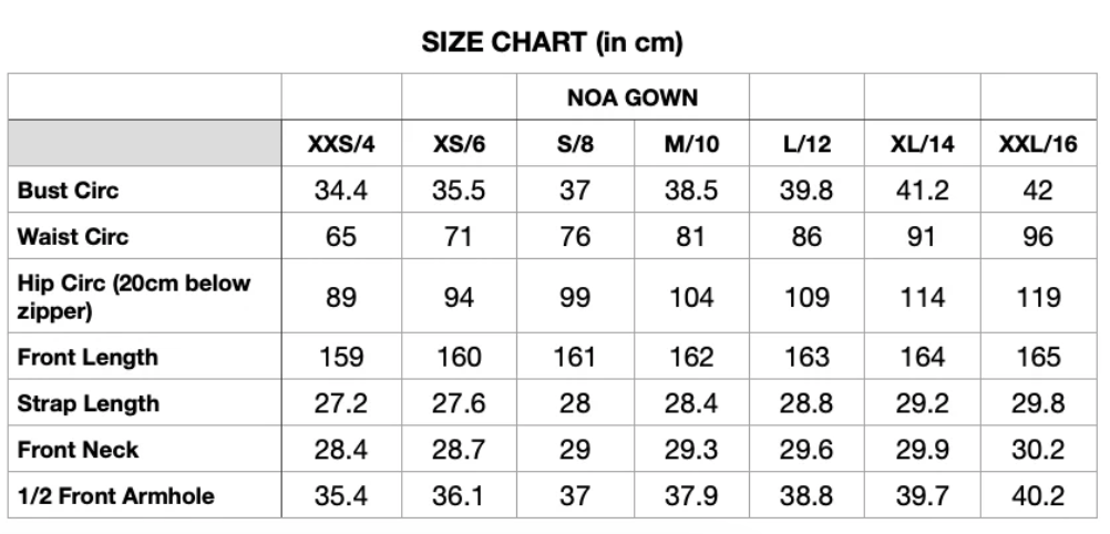 Size guide chart