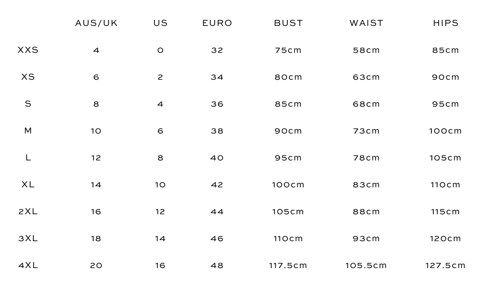 Size guide chart