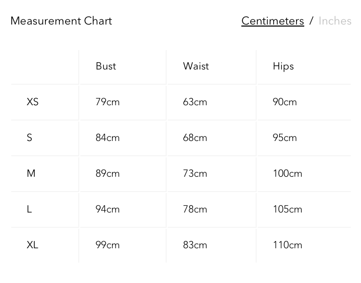 Size guide chart