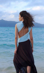Connie Asym Midi - CHOCOLATE/BLUE