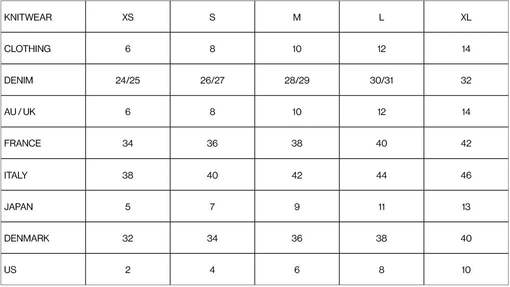 Size guide chart