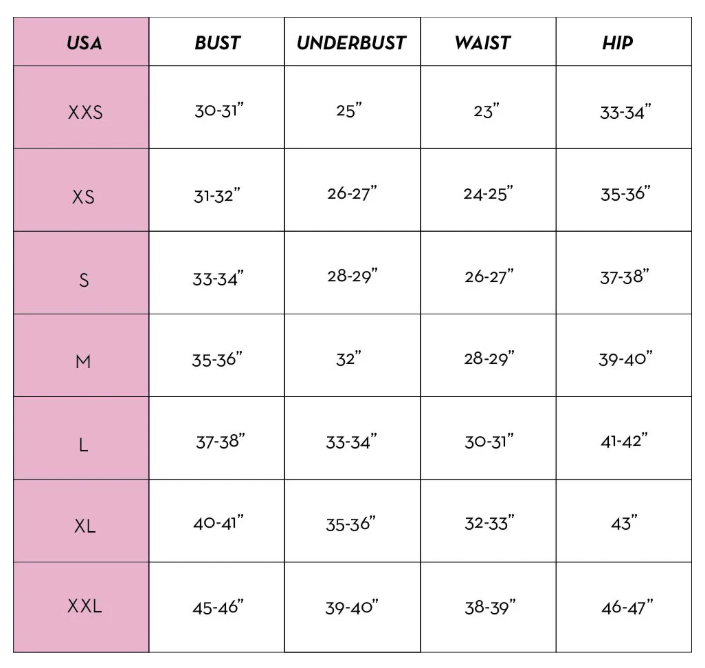 Size guide chart