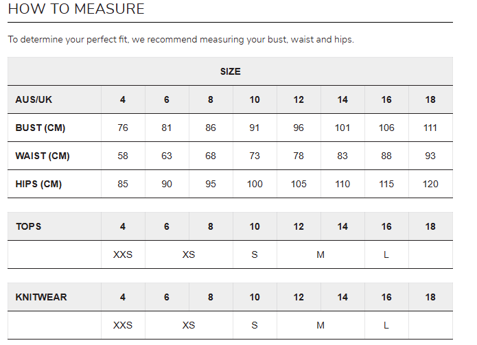Size guide chart