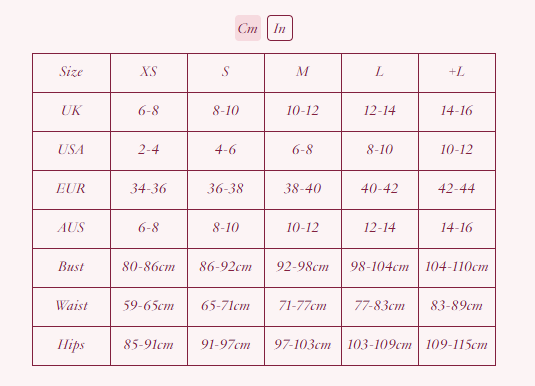 Size guide chart