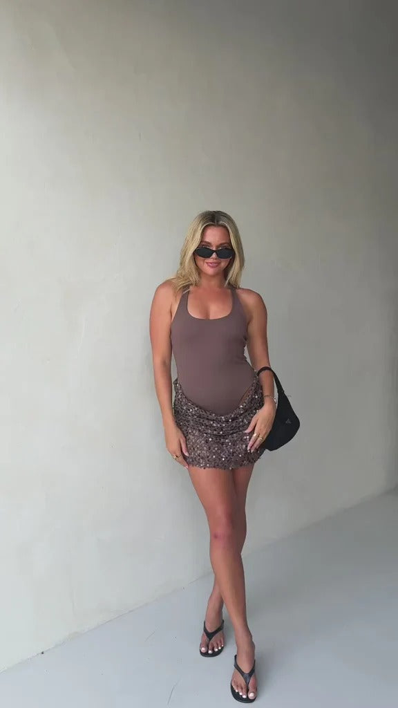 Ariel Mini Dress Brown