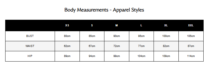 Size guide chart